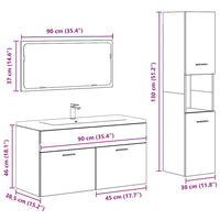 vidaXL Set Mobili da Bagno 3 pz Grigio Cemento in Legno Multistrato