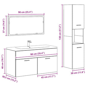 vidaXL Set Mobili da Bagno 3 pz Grigio Cemento in Legno Multistrato