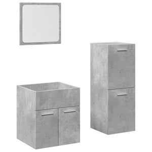 Set Mobili da Bagno 3 pz Grigio Cemento in Legno Multistrato