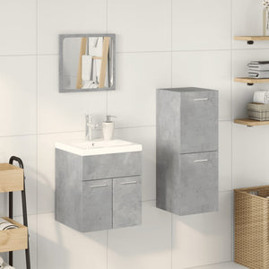 Set Mobili da Bagno 3 pz Grigio Cemento in Legno Multistrato 3324870