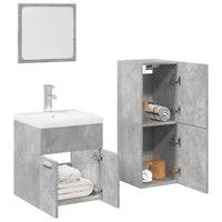 Set Mobili da Bagno 3 pz Grigio Cemento in Legno Multistrato