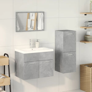 Set Mobili da Bagno 3 pz Grigio Cemento in Legno Multistrato 3324871