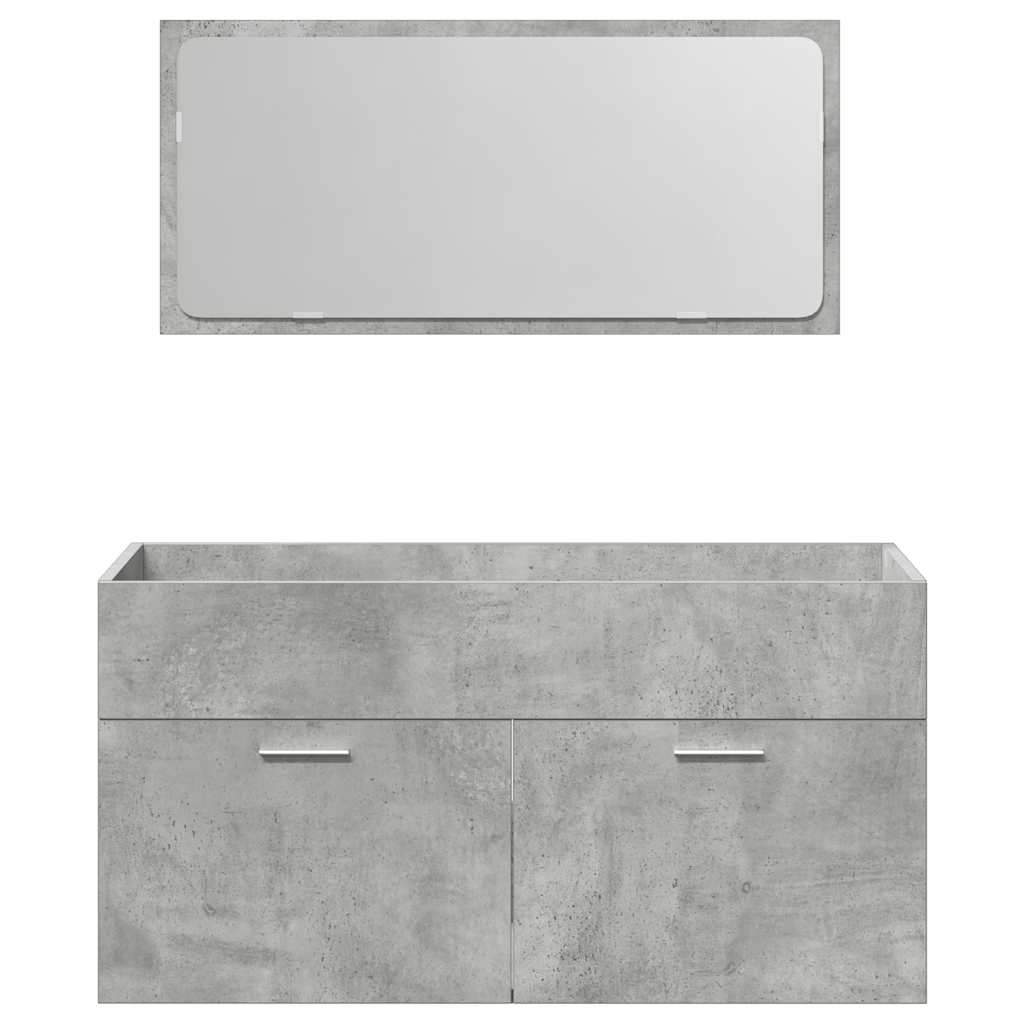 Set Mobili da Bagno 3 pz Grigio Cemento in Legno Multistrato