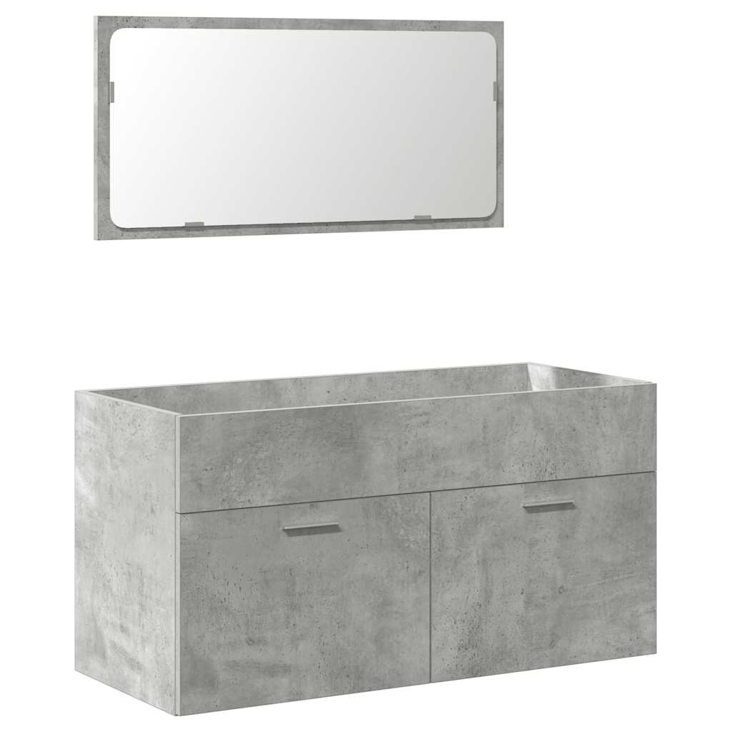 Set Mobili da Bagno 3 pz Grigio Cemento in Legno Multistrato