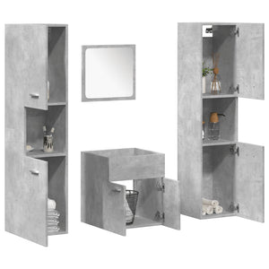 Set Mobili da Bagno 4 pz Grigio Cemento in Legno Multistrato