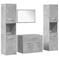 Set Mobili da Bagno 4 pz Grigio Cemento in Legno Multistrato 3324874