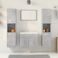 Set Mobili da Bagno 4 pz Grigio Cemento in Legno Multistrato 3324874