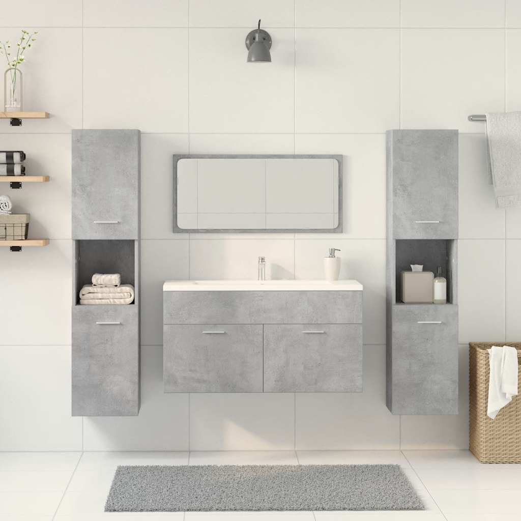 vidaXL Set Mobili da Bagno 4 pz Grigio Cemento in Legno Multistrato