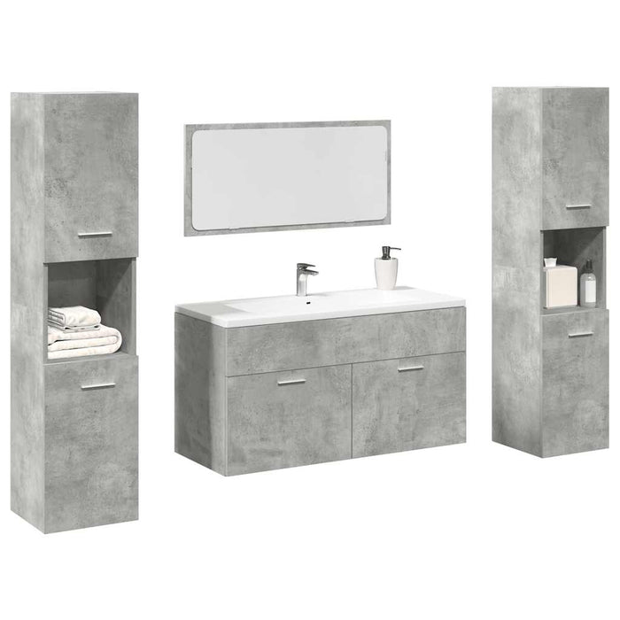vidaXL Set Mobili da Bagno 4 pz Grigio Cemento in Legno Multistrato
