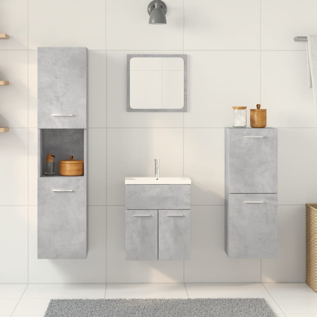vidaXL Set Mobili da Bagno 5 pz Grigio Cemento in Legno Multistrato