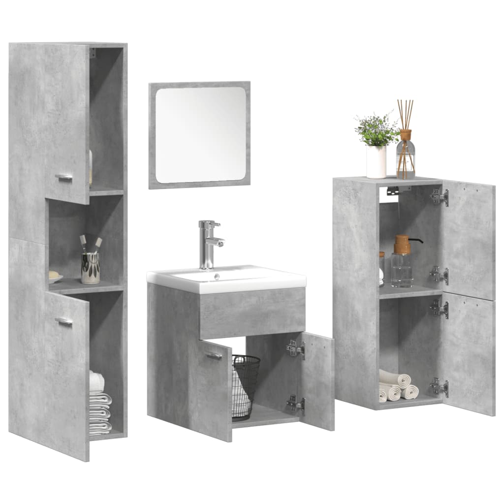 vidaXL Set Mobili da Bagno 5 pz Grigio Cemento in Legno Multistrato