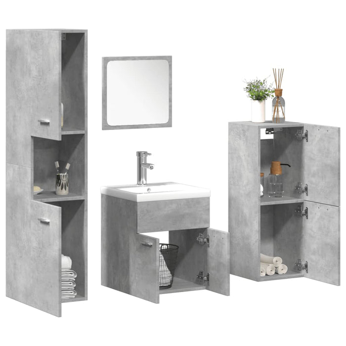 vidaXL Set Mobili da Bagno 5 pz Grigio Cemento in Legno Multistrato