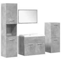 vidaXL Set Mobili da Bagno 5 pz Grigio Cemento in Legno Multistrato