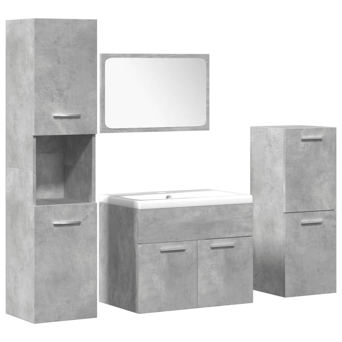 vidaXL Set Mobili da Bagno 5 pz Grigio Cemento in Legno Multistrato