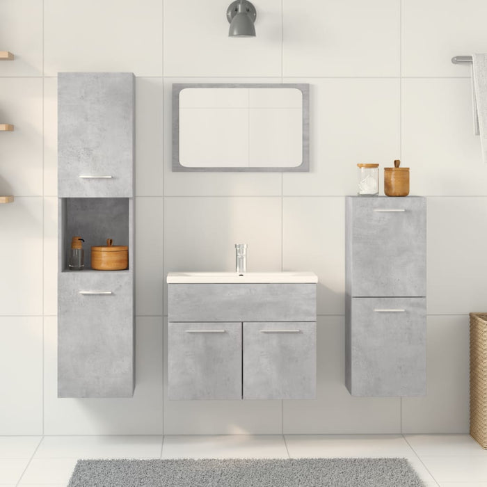 Set Mobili da Bagno 5 pz Grigio Cemento in Legno Multistrato 3324877