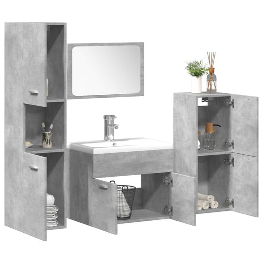 vidaXL Set Mobili da Bagno 5 pz Grigio Cemento in Legno Multistrato