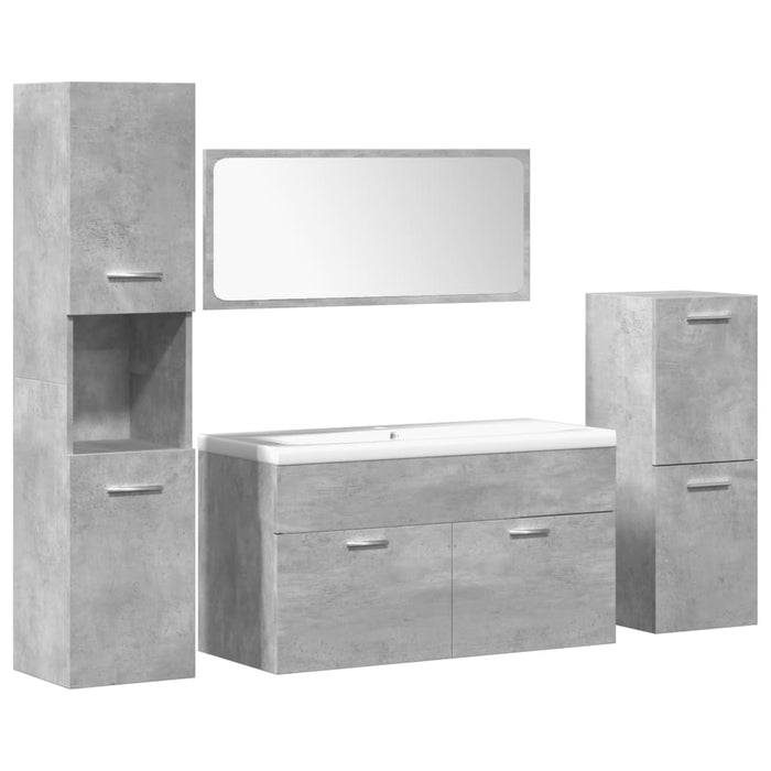 Set Mobili da Bagno 5 pz Grigio Cemento in Legno Multistrato 3324878
