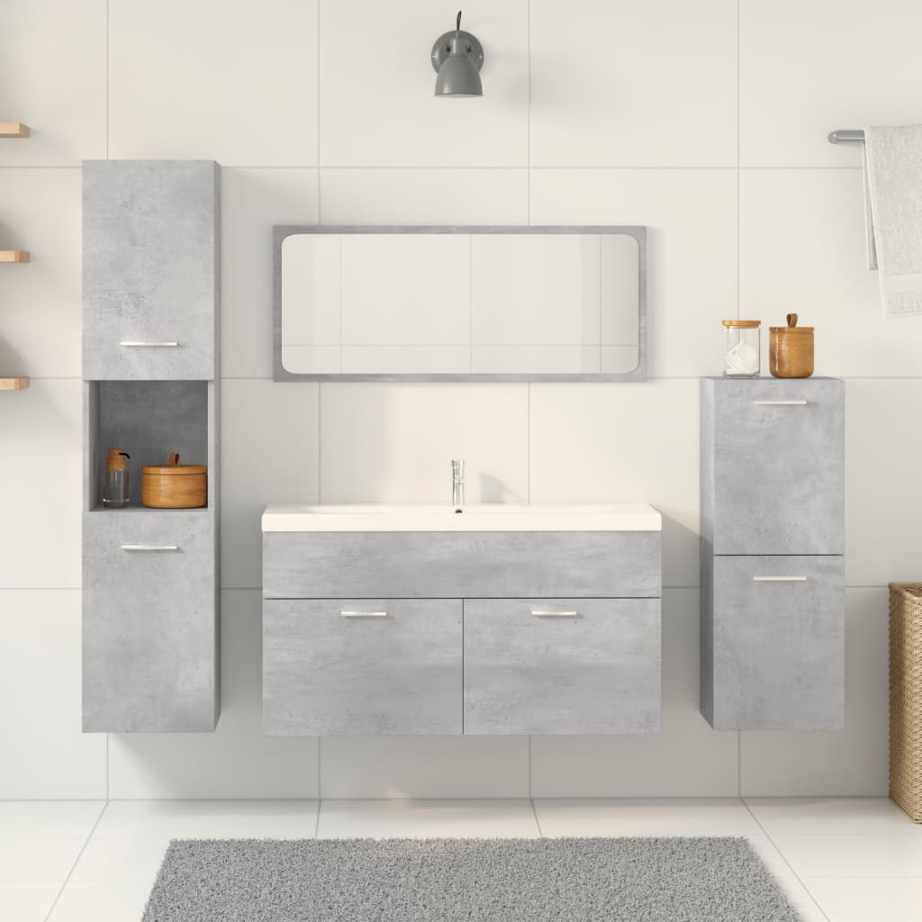 Set Mobili da Bagno 5 pz Grigio Cemento in Legno Multistrato 3324878