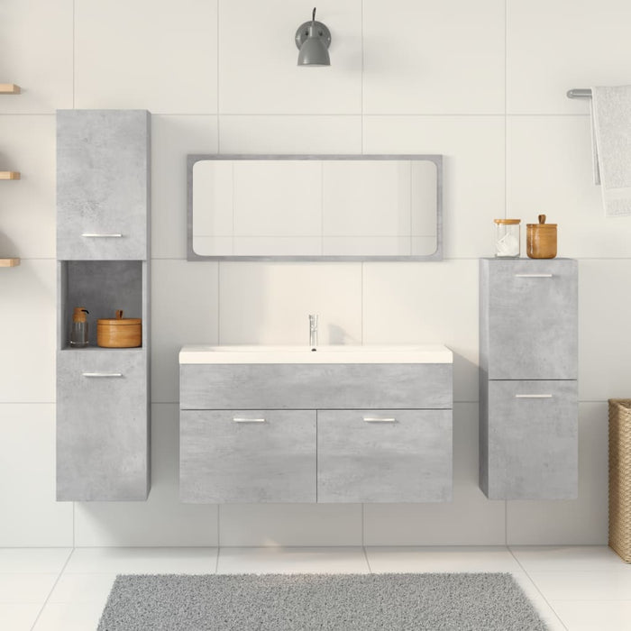 Set Mobili da Bagno 5 pz Grigio Cemento in Legno Multistrato 3324878