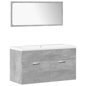 Set Mobili da Bagno 5 pz Grigio Cemento in Legno Multistrato 3324878