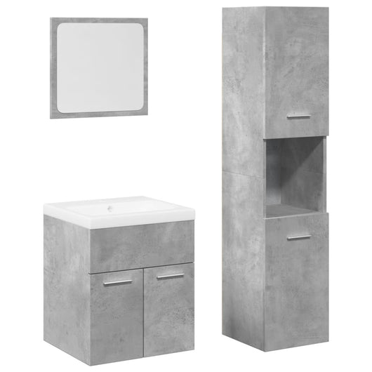 Set Mobili da Bagno 4 pz Grigio Cemento in Legno Multistrato 3324879