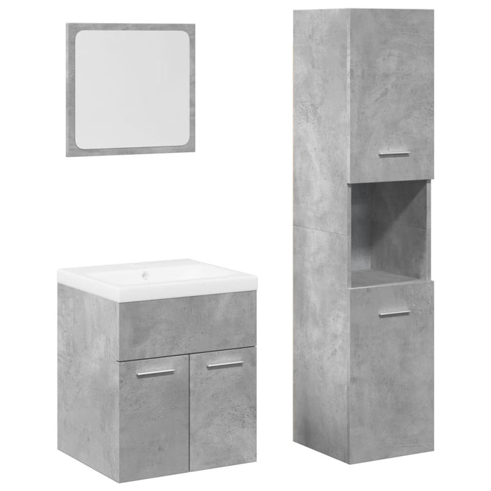 Set Mobili da Bagno 4 pz Grigio Cemento in Legno Multistrato 3324879