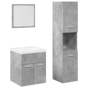 Set Mobili da Bagno 4 pz Grigio Cemento in Legno Multistrato 3324879