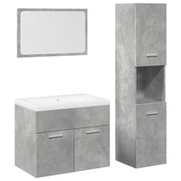 vidaXL Set Mobili da Bagno 4 pz Grigio Cemento in Legno Multistrato