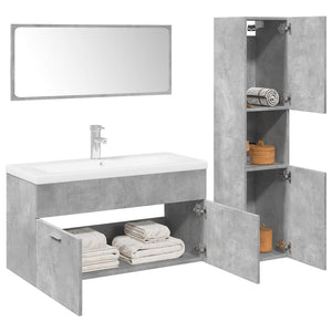Set Mobili da Bagno 4 pz Grigio Cemento in Legno Multistrato 3324881