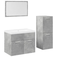 Set Mobili da Bagno 4 pz Grigio Cemento in Legno Multistrato 3324883