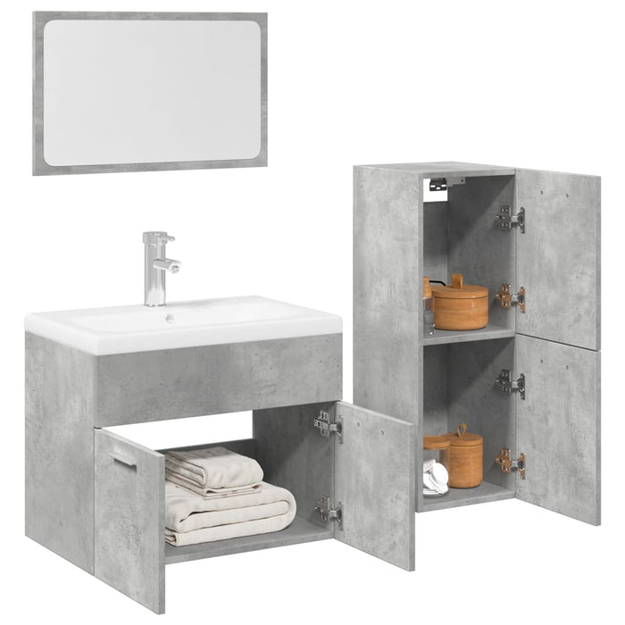 vidaXL Set Mobili da Bagno 4 pz Grigio Cemento in Legno Multistrato