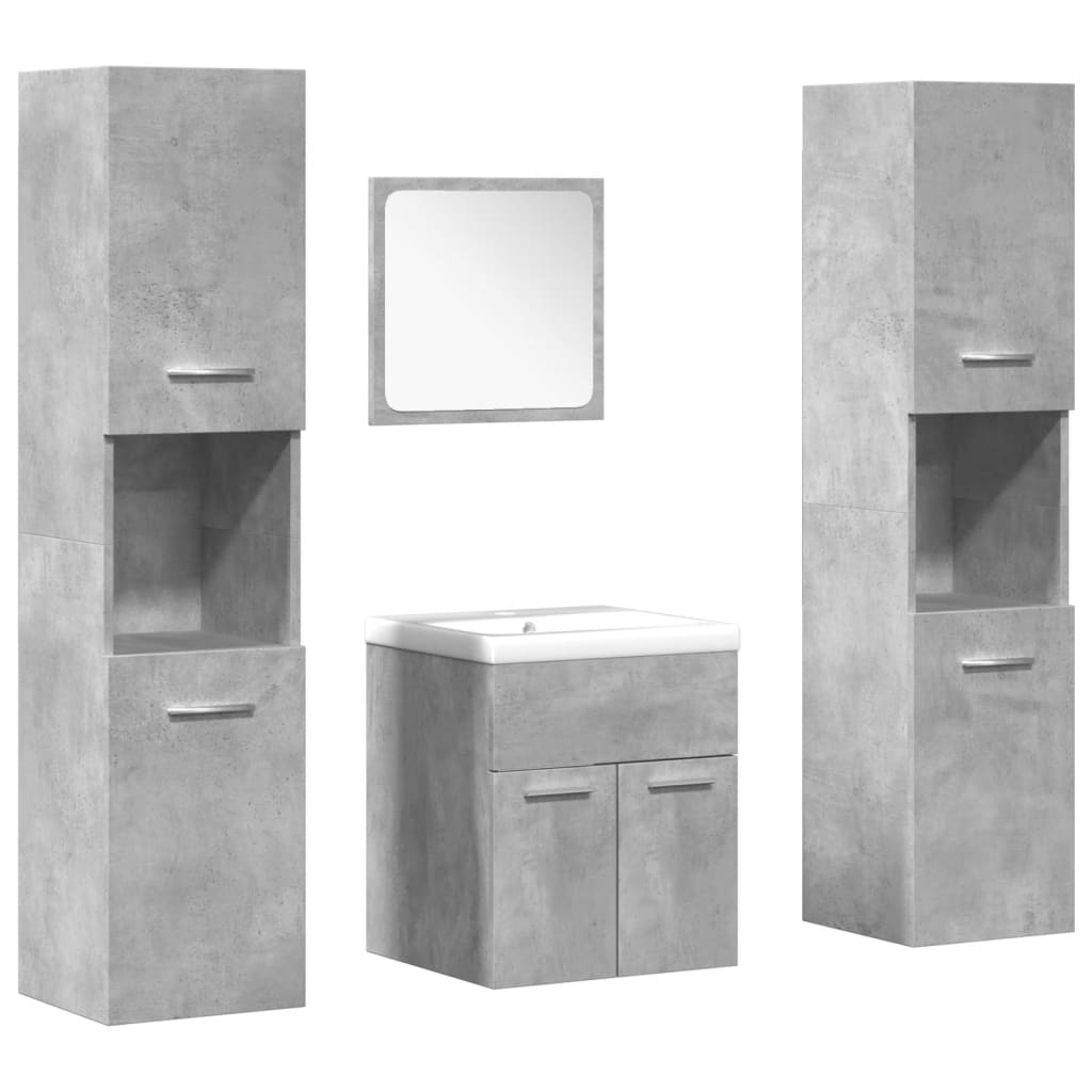 Set Mobili da Bagno 5 pz Grigio Cemento in Legno Multistrato 3324885
