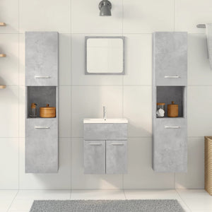 Set Mobili da Bagno 5 pz Grigio Cemento in Legno Multistrato