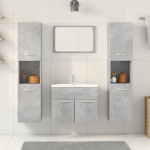 Set Mobili da Bagno 4 pz Grigio Cemento in Legno Multistrato 3324886