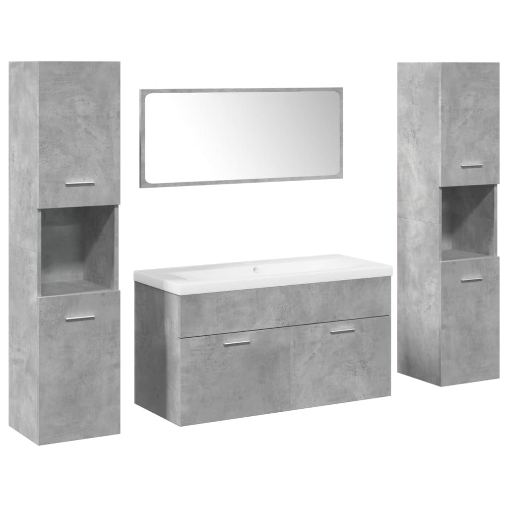 Set Mobili da Bagno 5 pz Grigio Cemento in Legno Multistrato 3324887