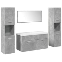 Set Mobili da Bagno 5 pz Grigio Cemento in Legno Multistrato 3324887