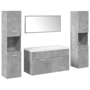 Set Mobili da Bagno 5 pz Grigio Cemento in Legno Multistrato 3324887