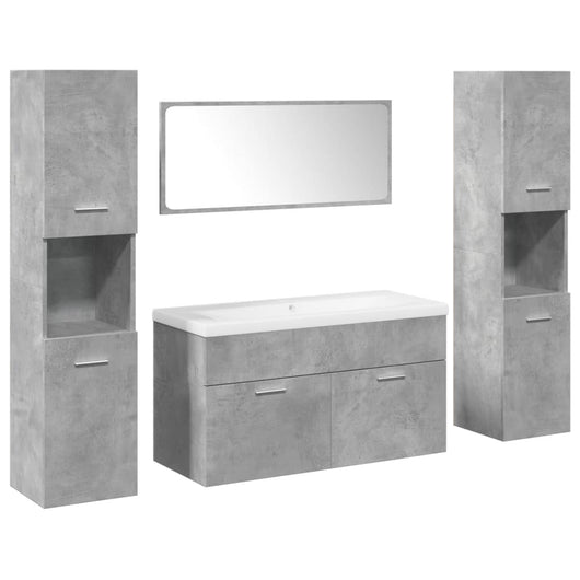 Set Mobili da Bagno 5 pz Grigio Cemento in Legno Multistrato 3324887