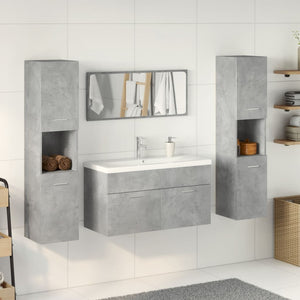 Set Mobili da Bagno 5 pz Grigio Cemento in Legno Multistrato 3324887