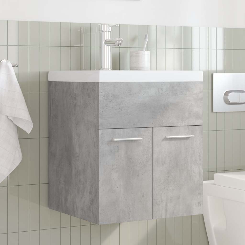 vidaXL Mobile da Bagno con Lavabo Integrato e Rubinetto Grigio Cemento