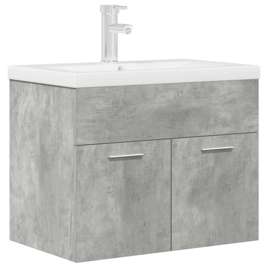 Mobile da Bagno con Lavabo Integrato e Rubinetto-Armadietto da bagno con Lavandino Grigio Cemento 252124