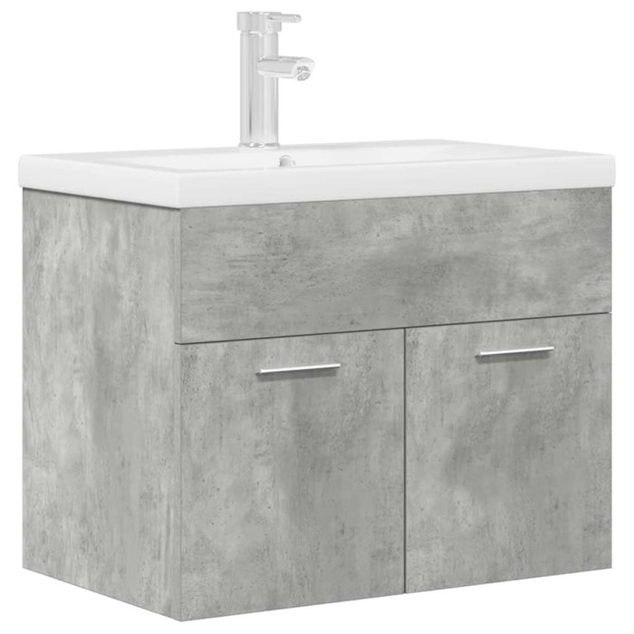 Mobile da Bagno con Lavabo Integrato e Rubinetto-Armadietto da bagno con Lavandino Grigio Cemento 252124