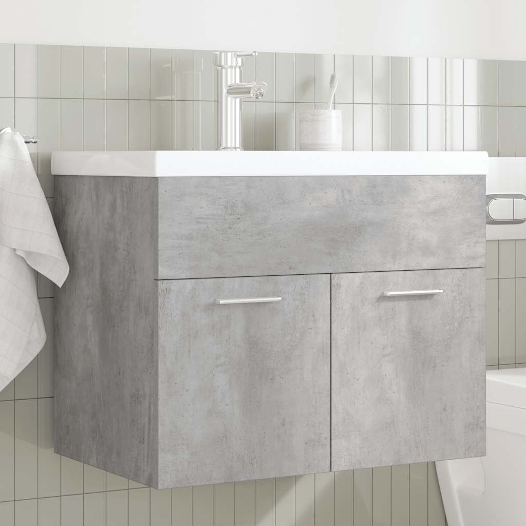 Mobile da Bagno con Lavabo Integrato e Rubinetto Grigio Cemento 3324889