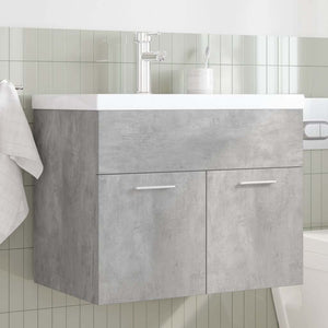 Mobile da Bagno con Lavabo Integrato e Rubinetto-Armadietto da bagno con Lavandino Grigio Cemento 252124