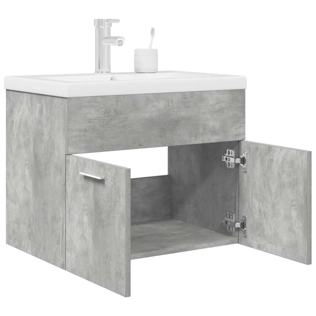 Mobile da Bagno con Lavabo Integrato e Rubinetto Grigio Cemento 3324889