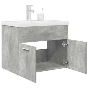 Mobile da Bagno con Lavabo Integrato e Rubinetto-Armadietto da bagno con Lavandino Grigio Cemento 252124