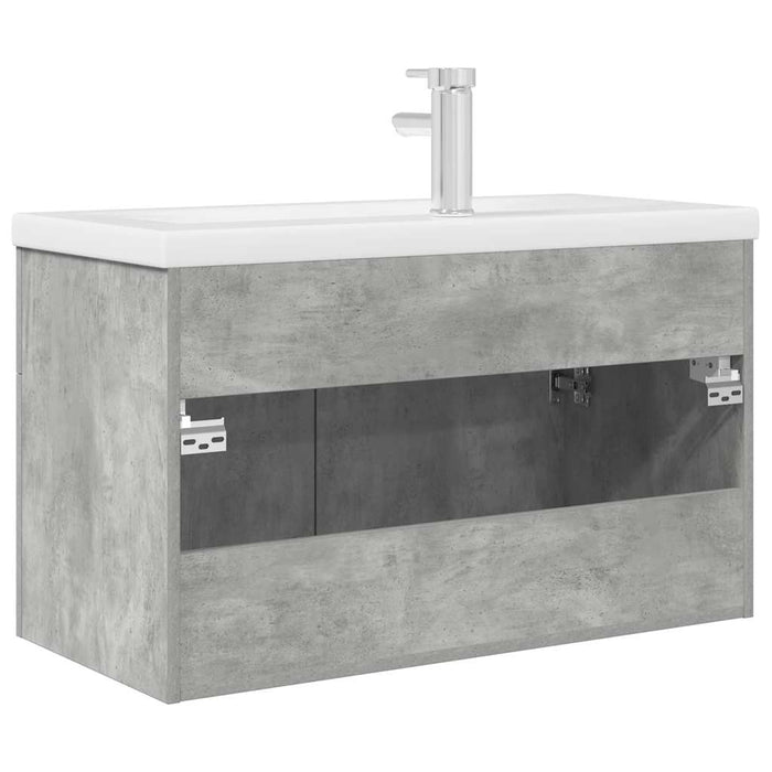 Mobile da Bagno con Lavabo Integrato e Rubinetto-Armadietto da bagno con Lavandino Grigio Cemento 996176