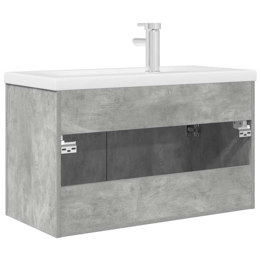 Mobile da Bagno con Lavabo Integrato e Rubinetto Grigio Cemento