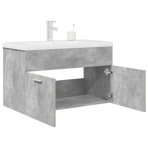 Mobile da Bagno con Lavabo Integrato e Rubinetto-Armadietto da bagno con Lavandino Grigio Cemento 996176