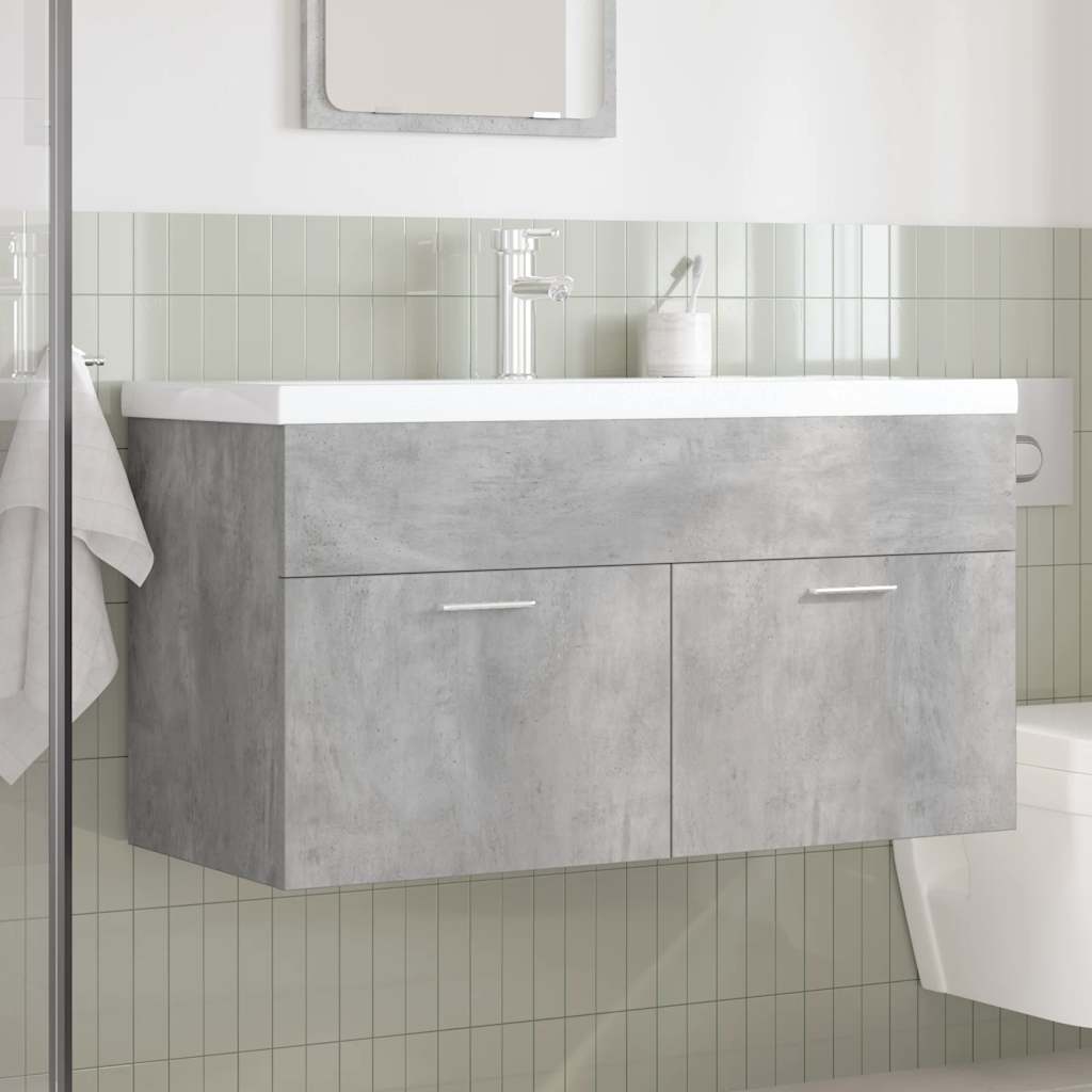 Mobile da Bagno con Lavabo Integrato e Rubinetto Grigio Cemento 3324891